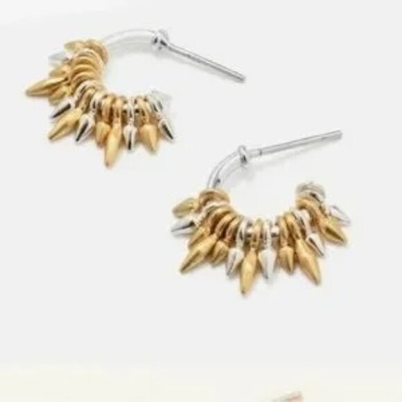 Stella & Dot Renegade Hoops Mixed Metal Brand New - Picture 3 of 6